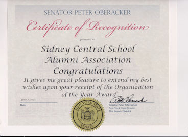 SCSAA Certificate of Recognition from Senator Peter Oberacker